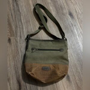 Cargoit Canvas Olive Green & Brown Crossbody Bag